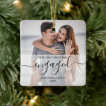 Personalised Engaged Couple Photo Names Trees Ceramic Ornament<br><div class="desc">A beautiful custom Christmas photo ornament for couples sharing their first Christmas as an engaged couple. An engaged couple ornament. Customise this couples Christmas ornament to your engagement photo,  date & text. An ideal modern custom ornament wedding gift.</div>