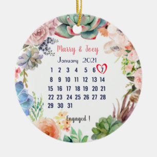 Personalised Engaged -wedding date 7 of 31 Ceramic Ornament