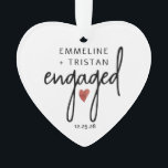 Personalised Engagement Acrylic Ornament<br><div class="desc">Modern minimalist engagement heart shaped ornament gift for the prospective bride and groom. Modern minimalist engagement with signature red heart.</div>