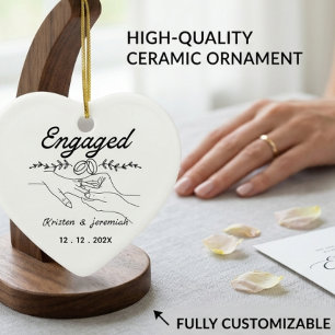 Personalised Engagement Ceramic Heart Ornament 