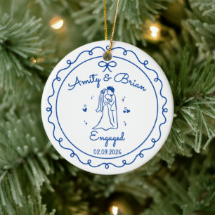 Personalised Engagement Ceramic ornament, Couple Ornament