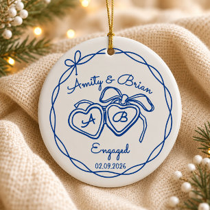 Personalised Engagement Ceramic ornament, Couple Ornament