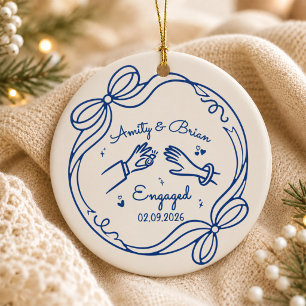 Personalised Engagement Ceramic ornament, Couple Ornament