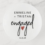Personalised Engagement Gift Little Red Heart Trinket Trays<br><div class="desc">A simple modern engagement gift trinket tray for your rings. Modern handwritten style type with little red heart.</div>
