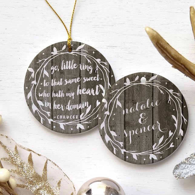 Personalised Engagement Keepsake | Rustic Vintage Ceramic Ornament (Creator Uploaded)