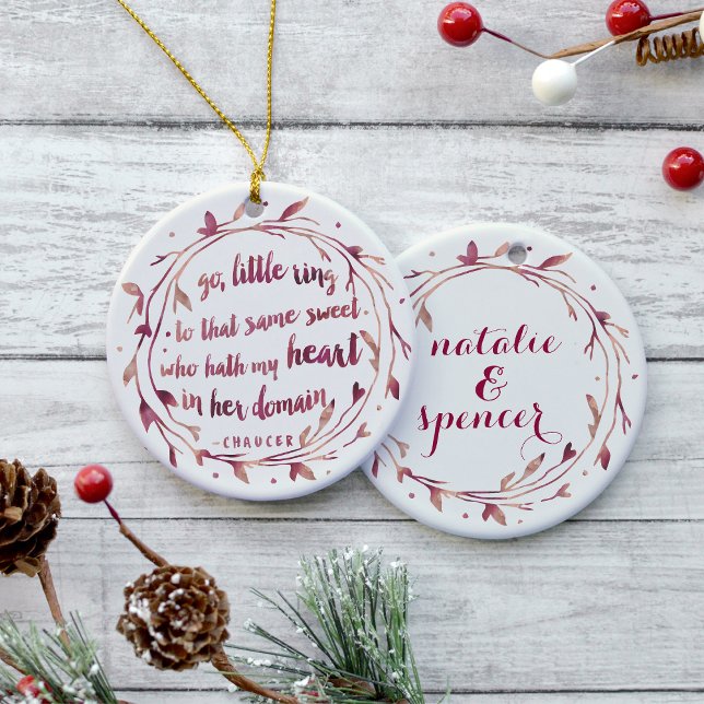 Personalised Engagement Keepsake | Watercolor Ceramic Ornament (Creator Uploaded)