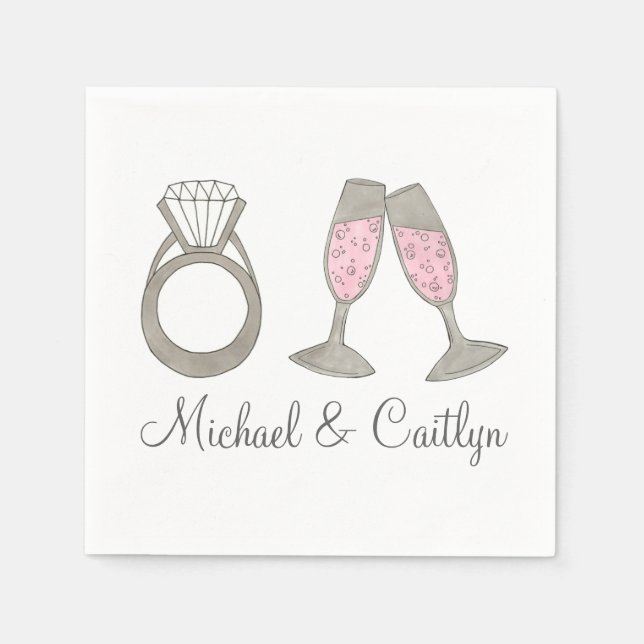 Personalised Engagement Party Wedding Ring Napkins (Front)