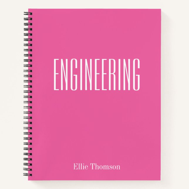 Personalised Engineering Graph Paper Pink Name Notebook (Front)