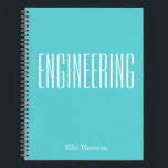 Personalised Engineering Graph Paper Simple Aqua Notebook<br><div class="desc">A cute,  trendy notebook to take to engineering class or for homework with a simple,  minimalist cover in turquoise blue and space for the school subject and your name to be personalised.</div>