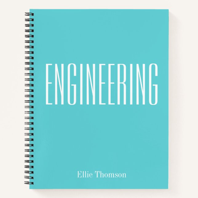 Personalised Engineering Graph Paper Simple Aqua Notebook (Front)