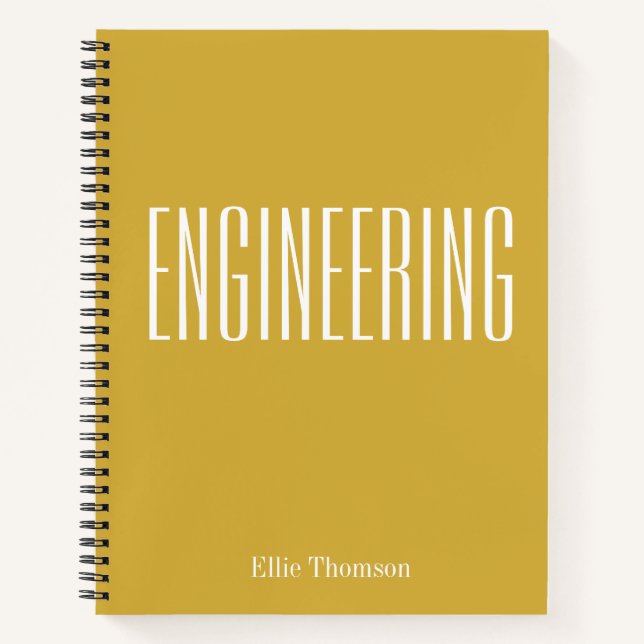 Personalised Engineering Graph Paper Simple Yellow Notebook (Front)
