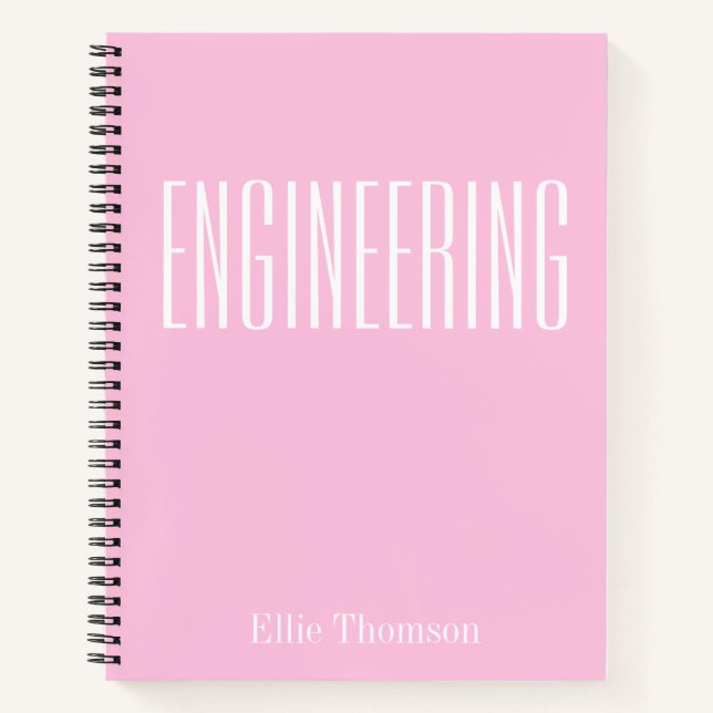 Personalised Engineering Simple Graph Paper Pink Notebook (Front)