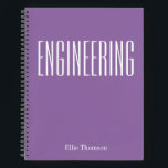 Personalised Engineering Simple Graph Paper Purple Notebook<br><div class="desc">A cute,  trendy notebook to take to engineering class or for homework with a simple,  minimalist cover in purple (Amethyst Orchid) and space for the school subject and your name to be personalised.
*updated with new 2021 colour trends and more space for your name</div>