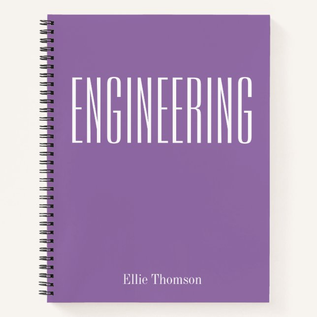 Personalised Engineering Simple Graph Paper Purple Notebook (Front)