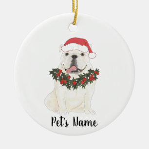 Personalised English Bulldog (White) Ceramic Ornament