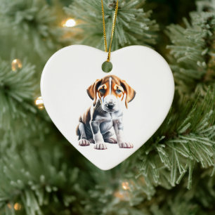Personalised English Foxhound Puppy Ceramic Ornament