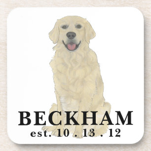 Personalised English Golden Retriever Dog  Coaster