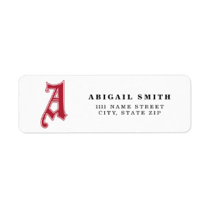 Personalised English Gothic Monogram letter A Return Address Label