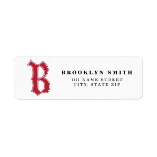 Personalised English Gothic Monogram letter B Return Address Label