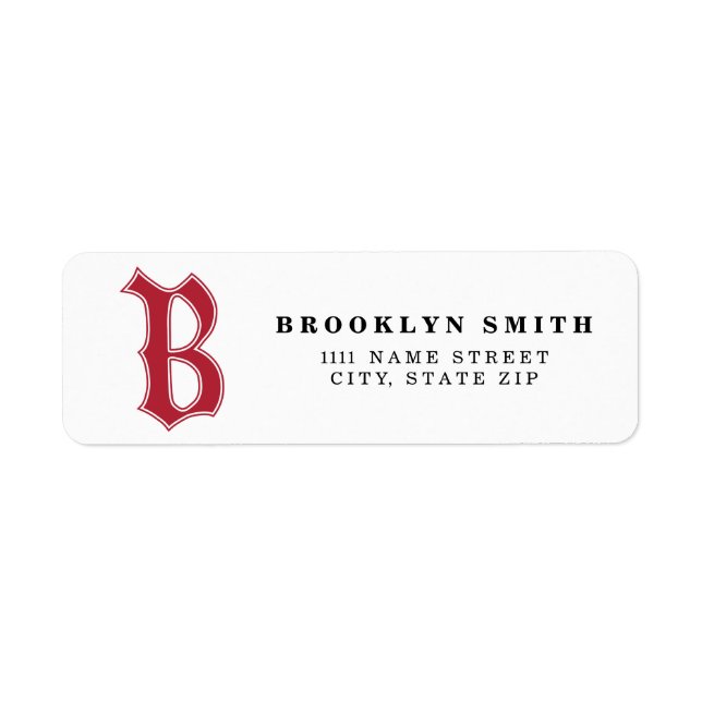 Personalised English Gothic Monogram letter B Return Address Label (Front)
