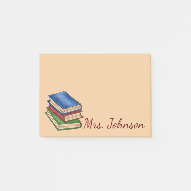 Personalised English Teacher Library Books School Post-it Notes (Front)