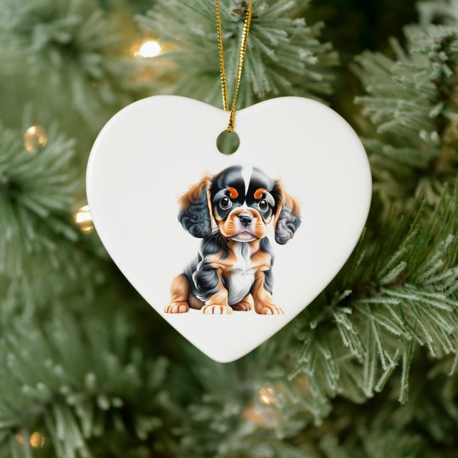 Personalised English Toy Spaniel Puppy Ceramic Ornament (Tree)