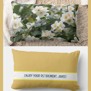 Personalised Enjoy Your Retirement Jasmine Flowers Lumbar Cushion