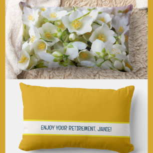 Personalised Enjoy Your Retirement Jasmine Flowers Lumbar Cushion