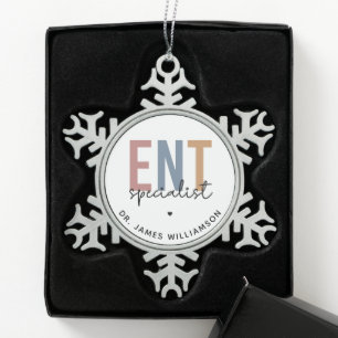 Personalised ENT Doctor ENT Specialist Snowflake Pewter Christmas Ornament