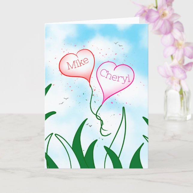 Personalised Entangled Hearts Valentine Card       (Orchid)
