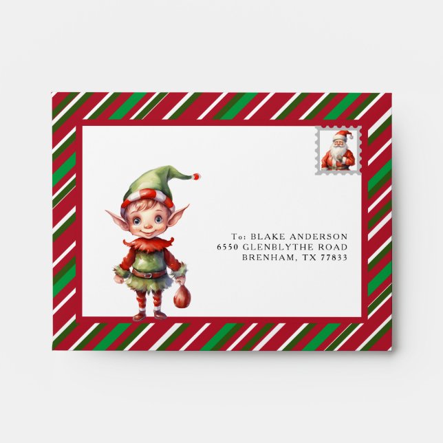 Personalised envelope from Elf Christmas  (Front)