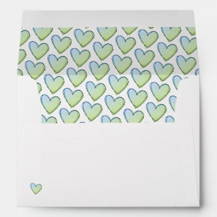 Personalised Envelopes - Green/Blue Hearts
