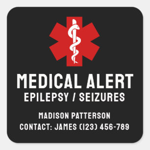 Personalised Epilepsy Emergency Essentials Square Sticker