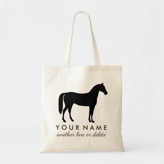 Personalised Equestrian Horse Riding Custom Name Tote Bag (Front)
