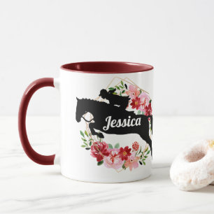 Personalised Equestrian Horse Riding Floral Name  Mug