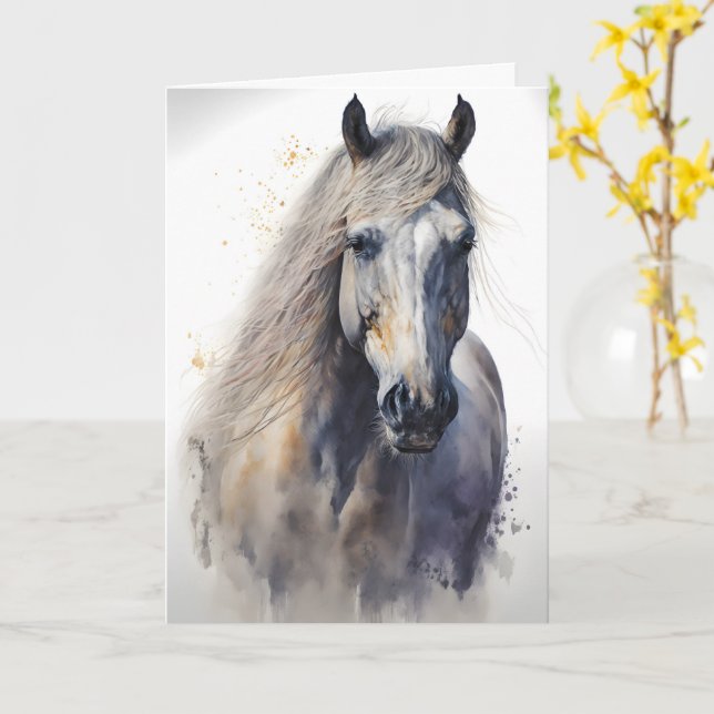 Personalised Equine Greeting Card (Yellow Flower)