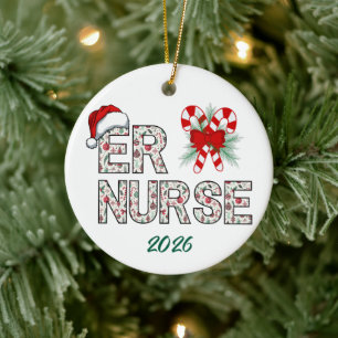 Personalised ER Nurse Christmas Santa  Ceramic Ornament