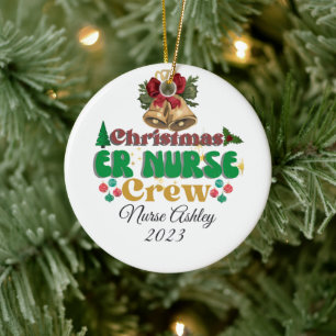 Personalised ER nurse crew Christmas Ceramic Ornament