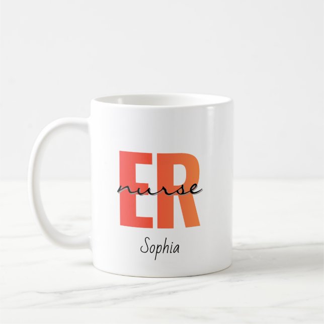 Personalised ER Nurse Name Coffee Mug (Left)