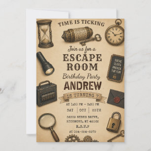 Personalised Escape Room Birthday party Invitation