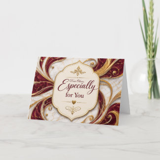 Personalised Especially for You Burgundy Gold Marb Thank You Card