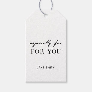 Personalised "Especially For You" gift tag white