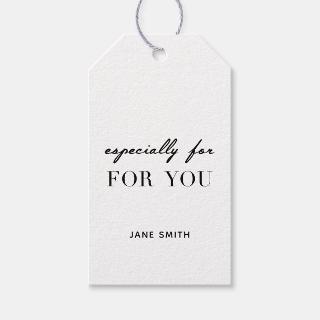Personalised "Especially For You" gift tag white (Front)