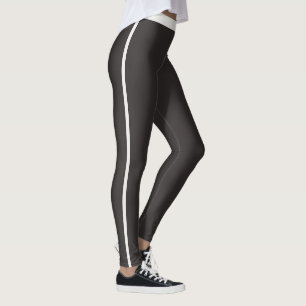 Personalised Espresso Black Neutral Stripe Elegant Leggings