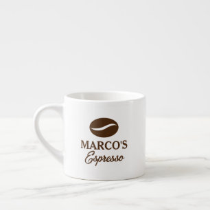 Personalised espresso cup with coffee bean logo