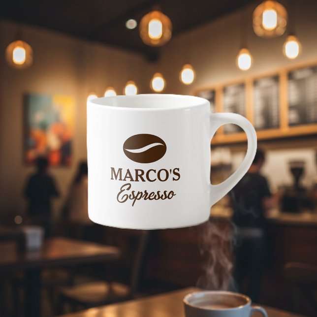 Personalised espresso cup with coffee bean logo (espresso mug)