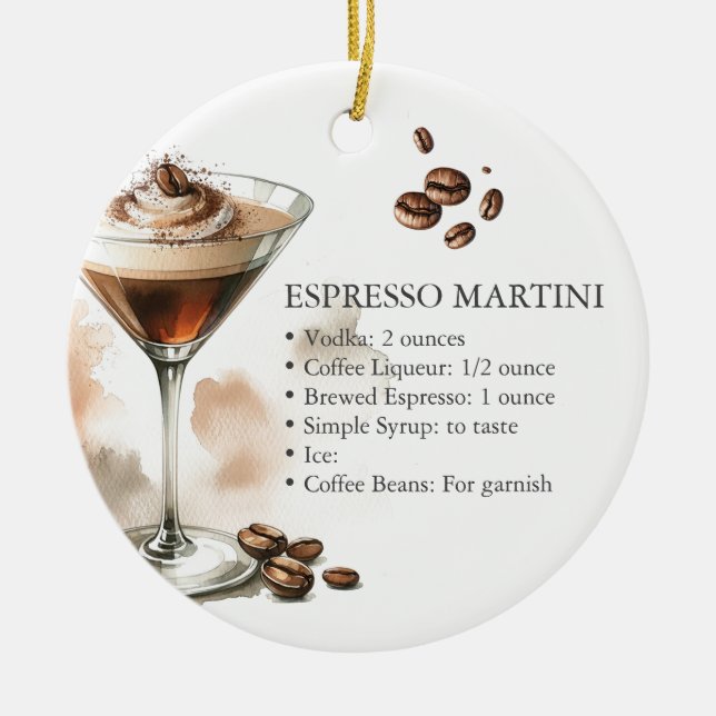 Personalised Espresso Martini Recipe Ornament (Front)