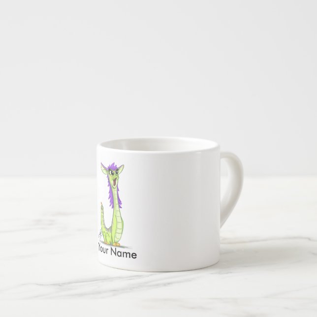 Personalised espresso mug with "J" Monster (Front Right)