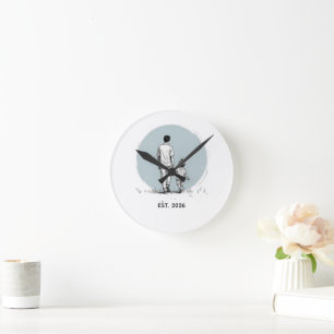Personalised EST Year Father & Daughter Minimalist Round Clock