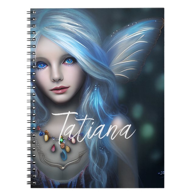 Personalised Ethereal Mystical Blue Fairy Notebook (Front)
